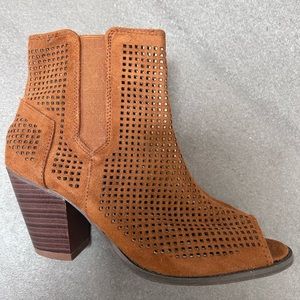 Brown Peeptoe Booties with Zipper